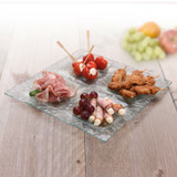 Medium Square 4 Section Glass Serving Plate