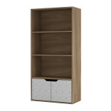 Oak 4-Tier Bookcase with 2 Doors - Geo Design