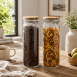 1.9L Glass Storage Jar with Bamboo Clamp Lid