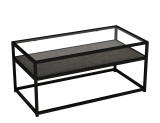 2-Tier Reversible Coffee Table - Dark Walnut/Black Stone