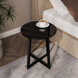 Rustic Accent Side Table with Steel Frame
