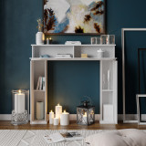 Fireplace Storage Cabinet – 3-Door Mantelpiece Shelf with 6 Compartments