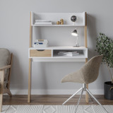 White & Oak Ladder Desk with Drawer