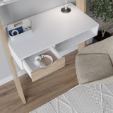White & Oak Ladder Desk with Drawer