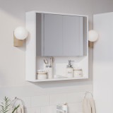 White 2 Half Door Bathroom Mirror Cabinet
