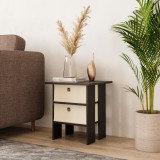 2-Tier 2- Drawer Wooden Side Table