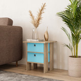 2-Tier 2- Drawer Wooden Side Table