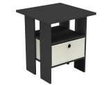 2-Tier 1- Drawer Wooden Side Table