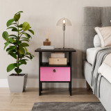 2-Tier 1- Drawer Wooden Side Table
