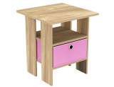 2-Tier 1- Drawer Wooden Side Table