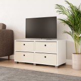 White TV Stand with 4 Drawers