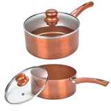 2-PC Ceramic Copper Saucepan