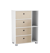 White 2-Section 4-Drawer Shelving Unit