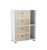 White 2-Section 4-Drawer Shelving Unit