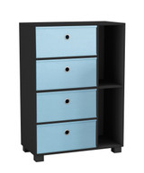 White 2-Section 4-Drawer Shelving Unit