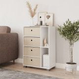 White 2-Section 4-Drawer Shelving Unit