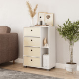 White 2-Section 4-Drawer Shelving Unit