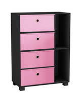 White 2-Section 4-Drawer Shelving Unit