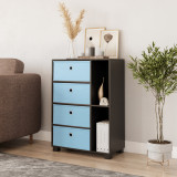 White 2-Section 4-Drawer Shelving Unit