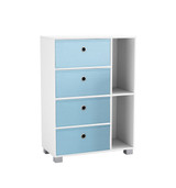 White 2-Section 4-Drawer Shelving Unit