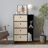 White 2-Section 4-Drawer Shelving Unit