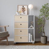 White 2-Section 4-Drawer Shelving Unit