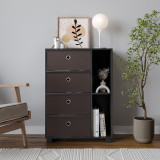 White 2-Section 4-Drawer Shelving Unit