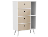 White 4-Drawer 2-Section Shelving Unit With Legs