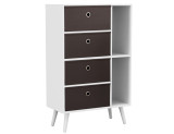 White 4-Drawer 2-Section Shelving Unit With Legs