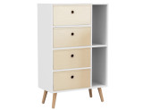 White 4-Drawer 2-Section Shelving Unit With Legs