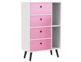 White 4-Drawer 2-Section Shelving Unit With Legs