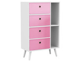 White 4-Drawer 2-Section Shelving Unit With Legs