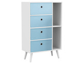 White 4-Drawer 2-Section Shelving Unit With Legs