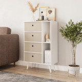 White 4-Drawer 2-Section Shelving Unit With Legs