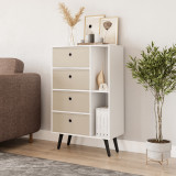 White 4-Drawer 2-Section Shelving Unit With Legs
