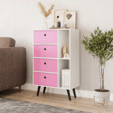 White 4-Drawer 2-Section Shelving Unit With Legs