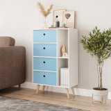 White 4-Drawer 2-Section Shelving Unit With Legs