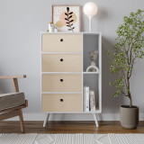 White 4-Drawer 2-Section Shelving Unit With Legs