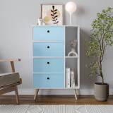White 4-Drawer 2-Section Shelving Unit With Legs