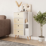 White 4-Drawer 2-Section Shelving Unit With Legs
