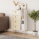 White 4-Drawer 2-Section Shelving Unit With Legs