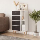 White 4-Drawer 2-Section Shelving Unit With Legs