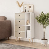 White 4-Drawer 2-Section Shelving Unit With Legs