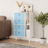 White 4-Drawer 2-Section Shelving Unit With Legs