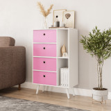 White 4-Drawer 2-Section Shelving Unit With Legs