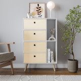 White 4-Drawer 2-Section Shelving Unit With Legs