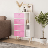 White 4-Drawer 2-Section Shelving Unit With Legs