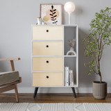 White 4-Drawer 2-Section Shelving Unit With Legs