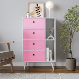 White 4-Drawer 2-Section Shelving Unit With Legs