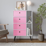 White 4-Drawer 2-Section Shelving Unit With Legs